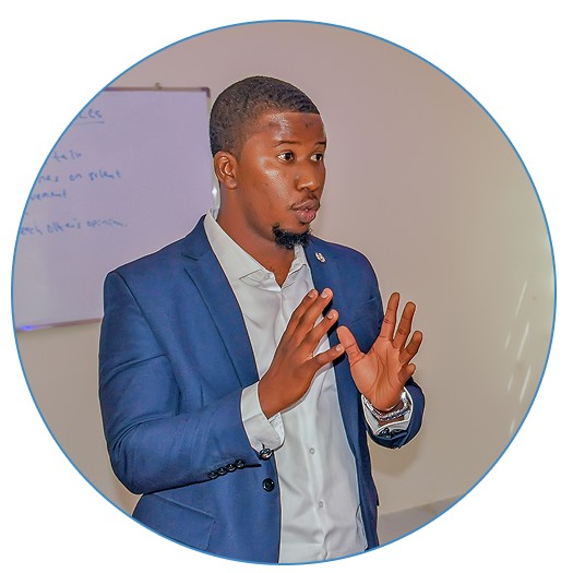 Abdulhamid Modibbo presenting at a training session